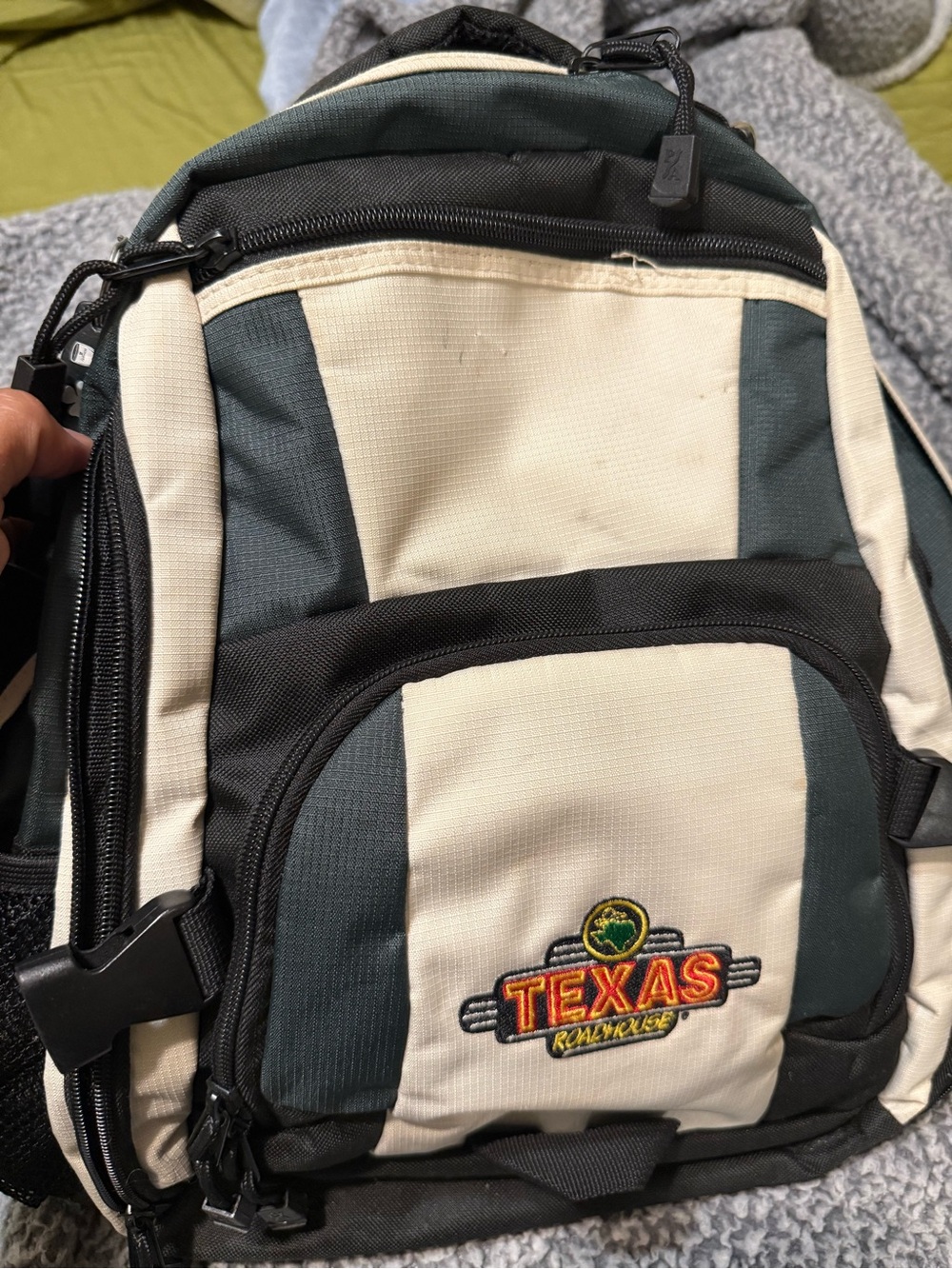 Texas Roadhouse limited edition back pack / Two-Tone Green and Cream Backpack